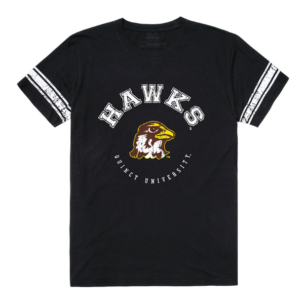 W Republic 504-667-BLK-01 Quincy University Hawks Mens Football T-Shirt&#44; Black - Small