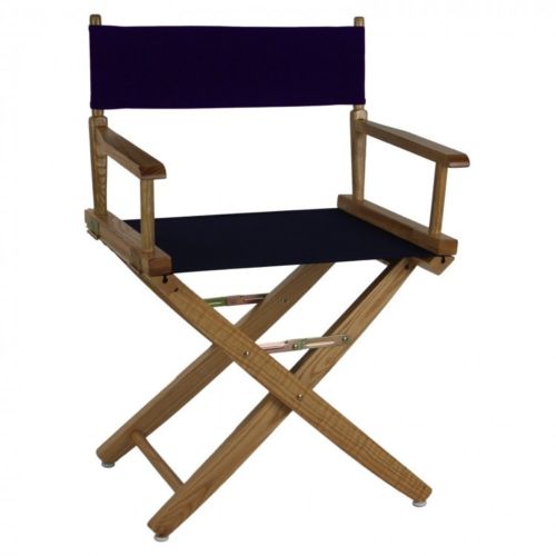 American Trails 206-00-032-10 18 in. Extra-Wide Premium Directors Chair, Natural Frame with Navy Color Cover