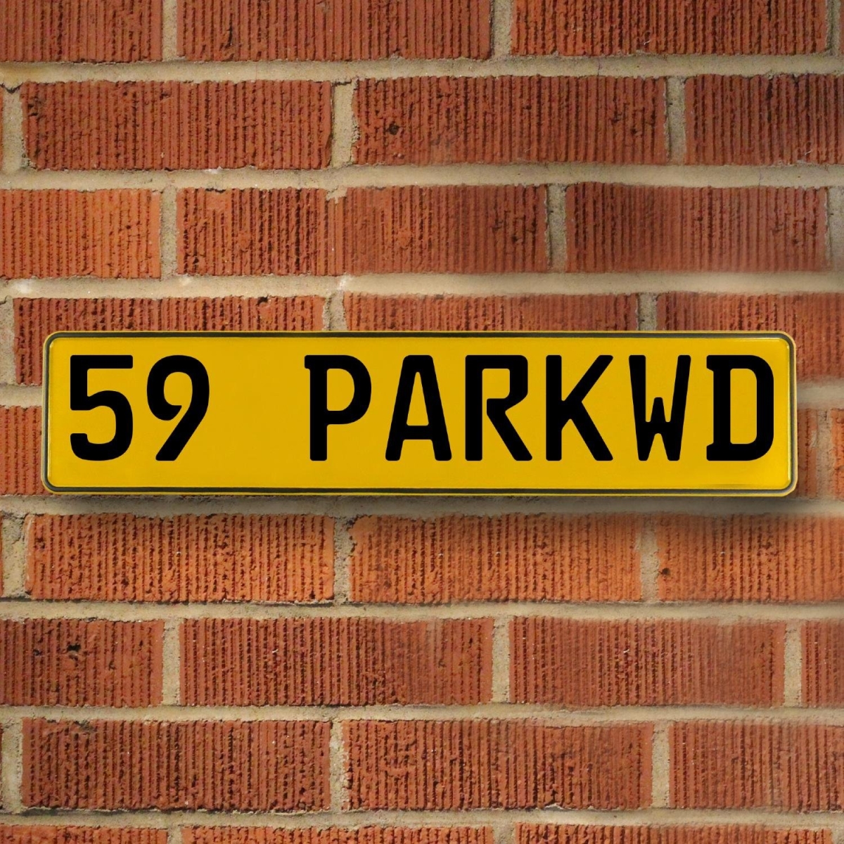 Vintage Parts USA 787319 59 PARKWD - Yellow Aluminum Street Sign Mancave Euro Plate Name Door Sign Wall