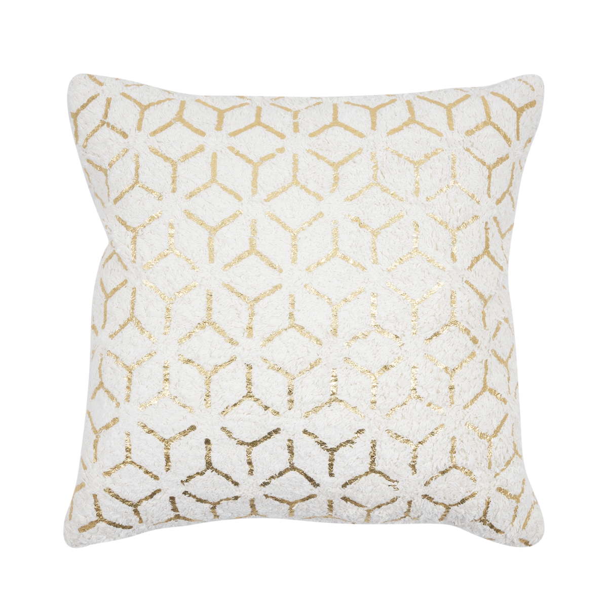 Pasargad Home PCH-1631 Pasargad Home Grandcanyon Geometric Gold Foil Cotton Pillow&#44; White