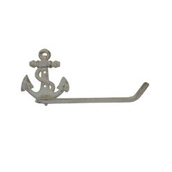 Handcrafted Model Ships K-9210-AG 5 x 3 x 10 in. Aged White Cast Iron Anchor Toilet Paper Holder
