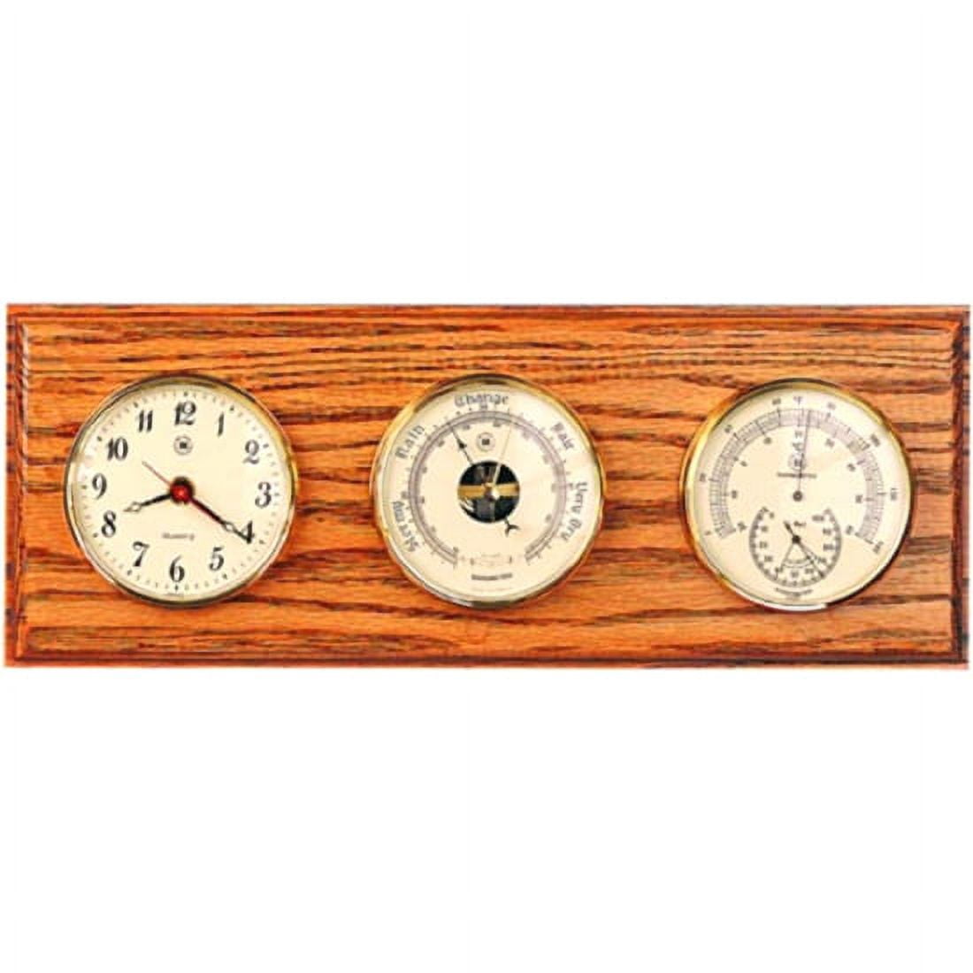 Bey Berk International Bey-Berk International WS214 Quartz Clock Barometer &amp; Thermometer with Hygrometer - Mahogany