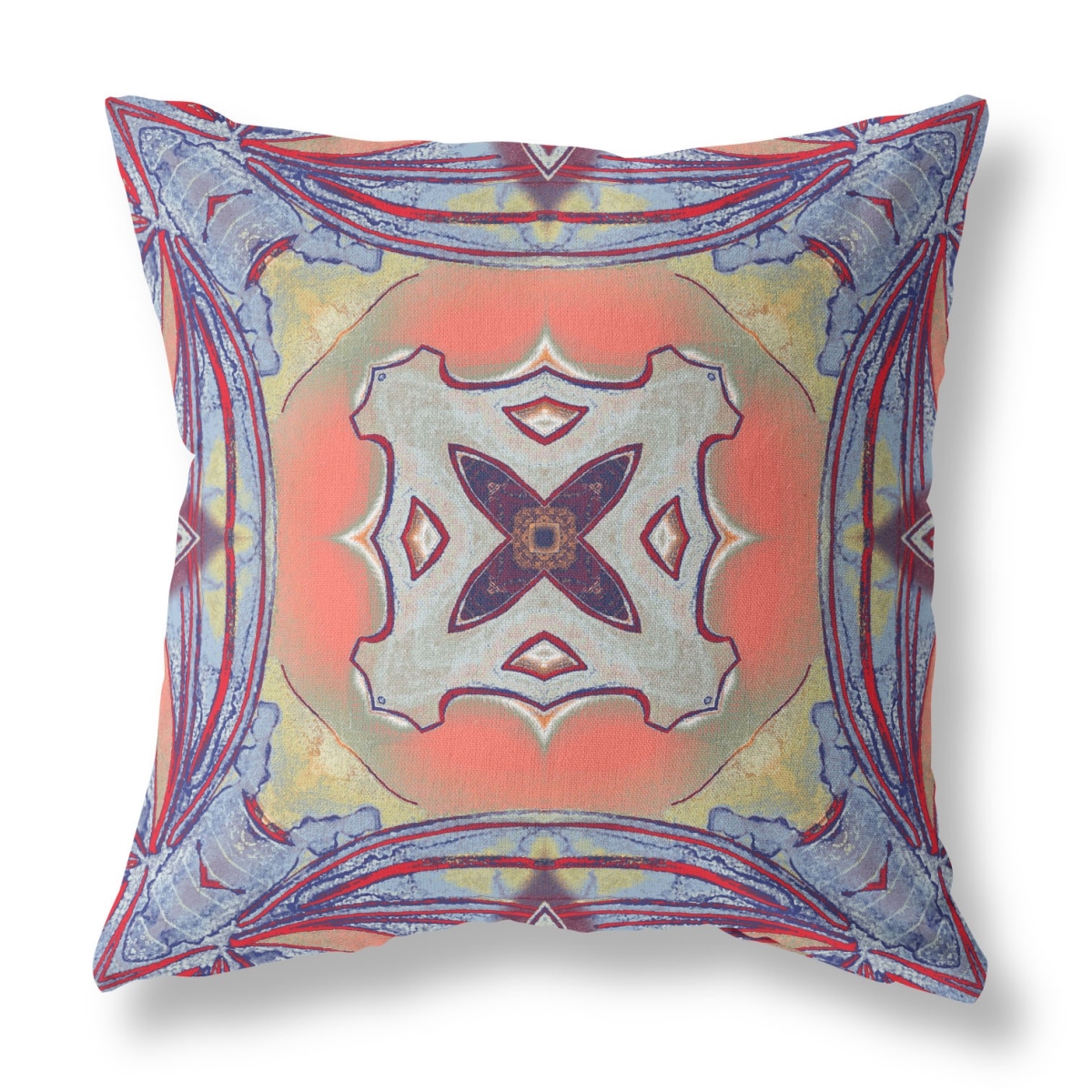 HomeRoots 417639 26 x 26 in. Zippered Broad Cloth Geometric Throw Pillow&#44; Purple & Orange