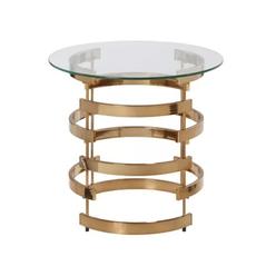 Homeroots Living Room 21" Champagne Glass And Iron Round End Table