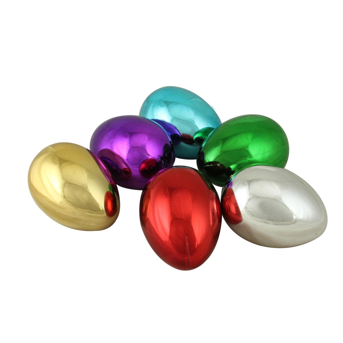 Northlight 32733329 3.5 in. Springtime Metallic Colored Medium Size Easter Egg Decorations, Set of 6