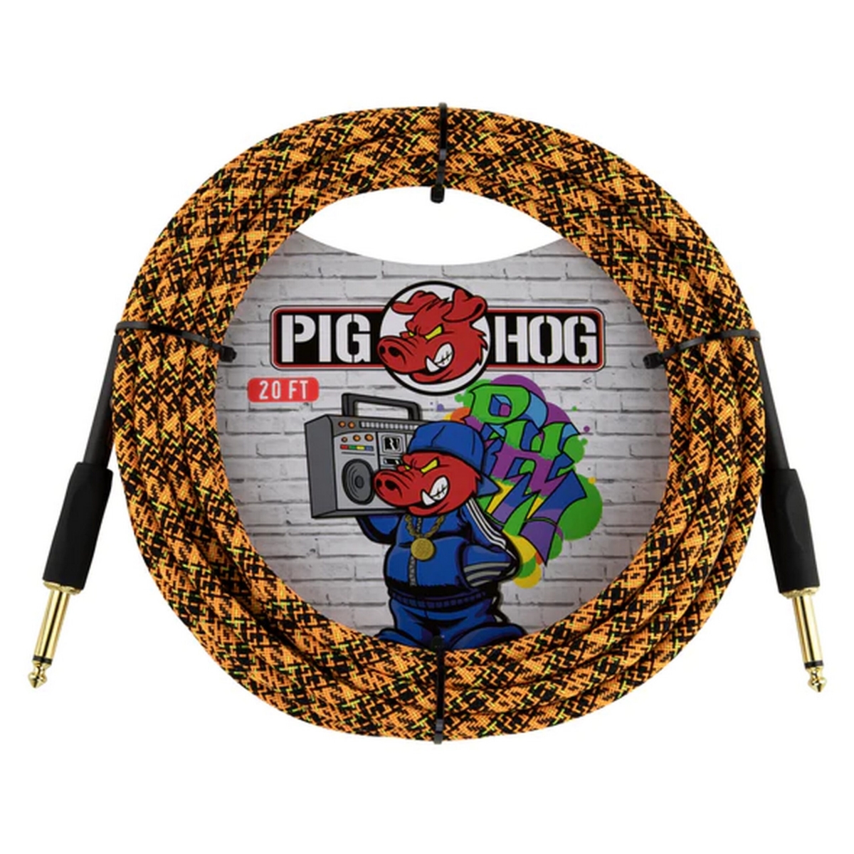 Galaga Pig Hog PCH20GOR 20 ft. Graffiti Instrument Cable&#44; Orange