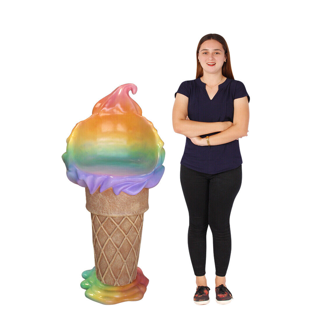 Queens of Christmas WL-ICECR-BARCH-RNBW 5 ft. Rainbow Ice Cream Cone Bar Chair
