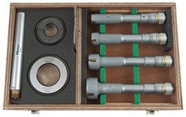 MITUTOYO 368-918 0.8-2 in. 3-Point Internal Micrometer Holtest Set, Tan