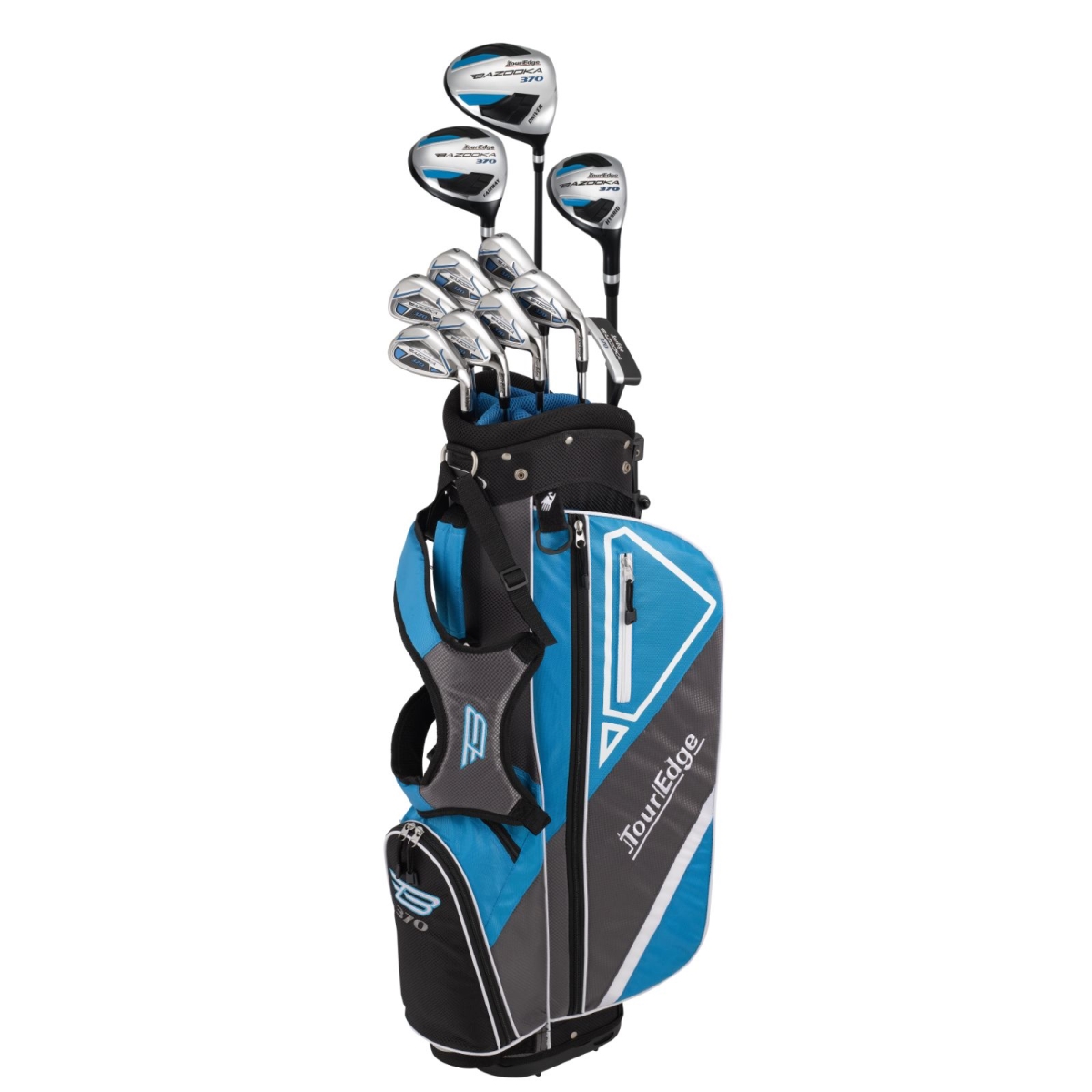 Tour Edge Golf Tour Edge 1130154 Left Hand Golf Varsity Bazooka 370 Teen Full Set&#44; Black & Blue