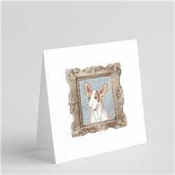Caroline's Treasures CK8487GC55 5 x 5 in. Unisex Ibizan Hound Front View Smile Square Greeting Cards & Envelopes&#44; Multi Color - Pack of 8