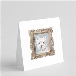 Caroline's Treasures CK8497GC55 5 x 5 in. Unisex West Highland White Terrier Front View 2 Square Greeting Cards & Envelopes&#44; Multi Color - Pack o