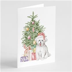 Caroline's Treasures CK8253GCA7P 5 x 7 in. Unisex Christmas Bichon Frise Puppy Greeting Cards & Envelopes&#44; Multi Color - Pack of 8