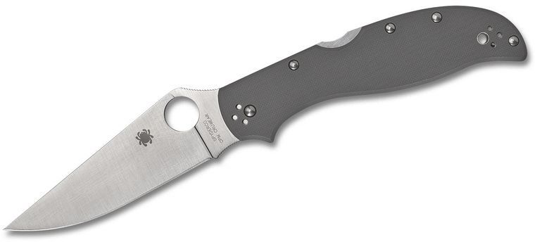 Spyderco SPY-C258GGYCW Stretch Crucible Particle Metallurgy - Cru-Wear Satin Plain Blade with Handles G-10&#44; Gray - 2 Extra Large