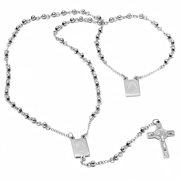Jewelry Ladies Stainless Steel 16 In. Rosary Necklace