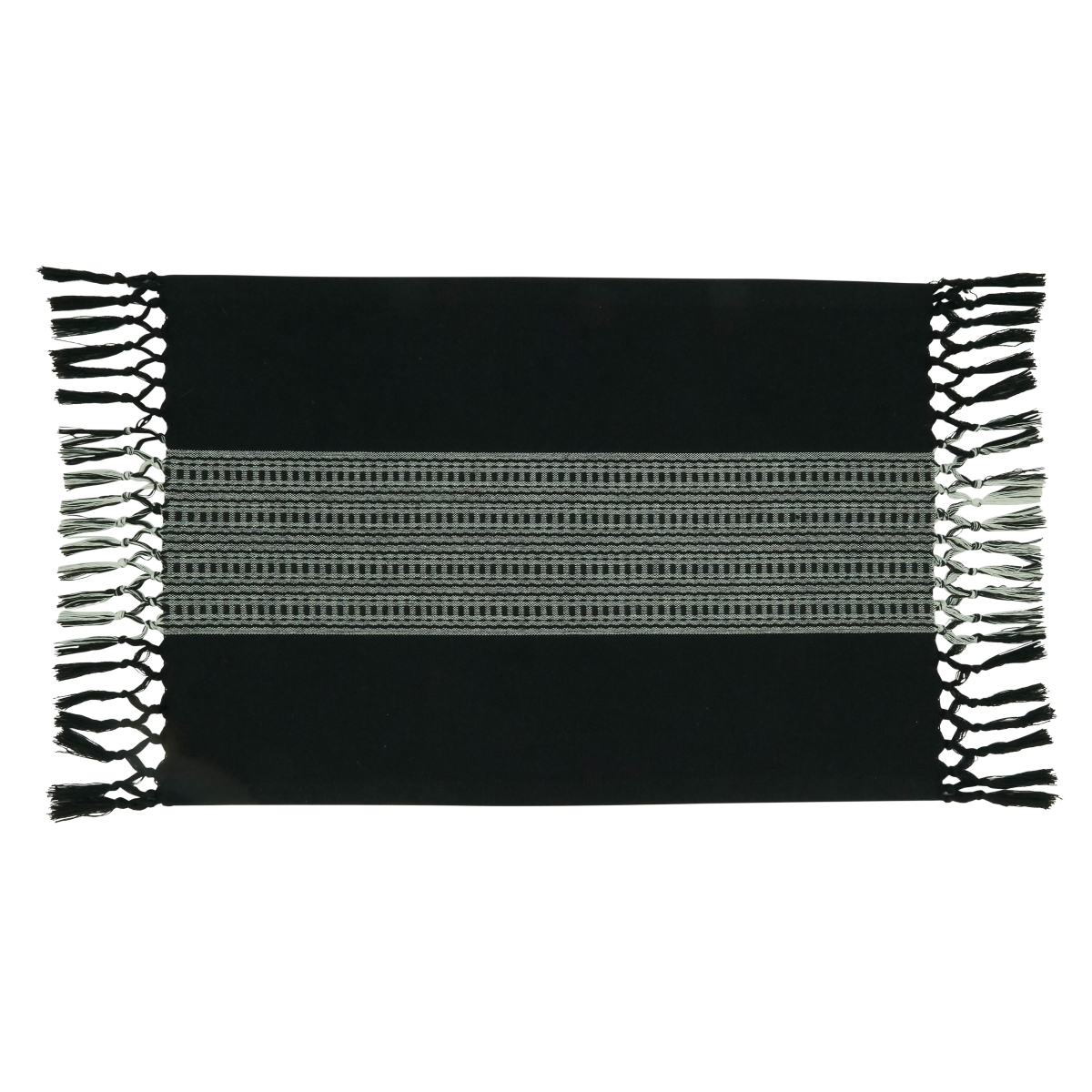 SARO LIFESTYLE 365.BK1420B 14 x 20 in. Stripe Design Oblong Table Placemats&#44; Grey - Set of 4