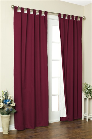 Commonwealth Home Fashions 70292-153-803-63 Thermalogic Insulated Solid Color Tab Top Curtain Pairs 63 in., Burgundy