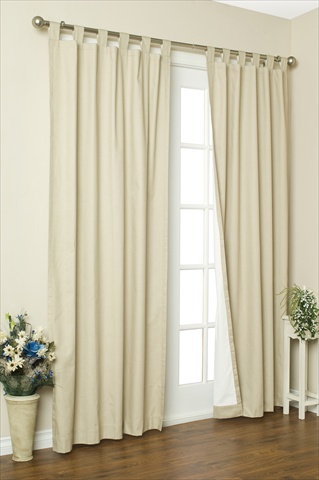 Commonwealth Home Fashions 70292-153-103-72 Thermalogic Insulated Solid Color Tab Top Curtain Pairs 72 in., Natural