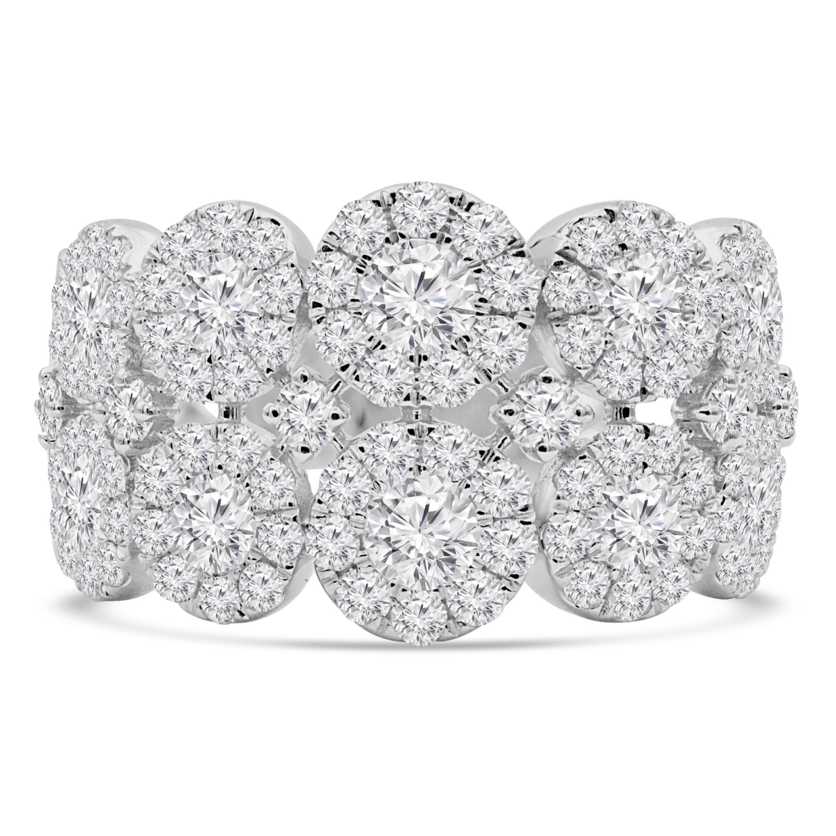 Majesty Diamonds MDR220004-P 1.8 CTW Round Diamond Halo Cluster Cocktail Ring in 18K White Gold
