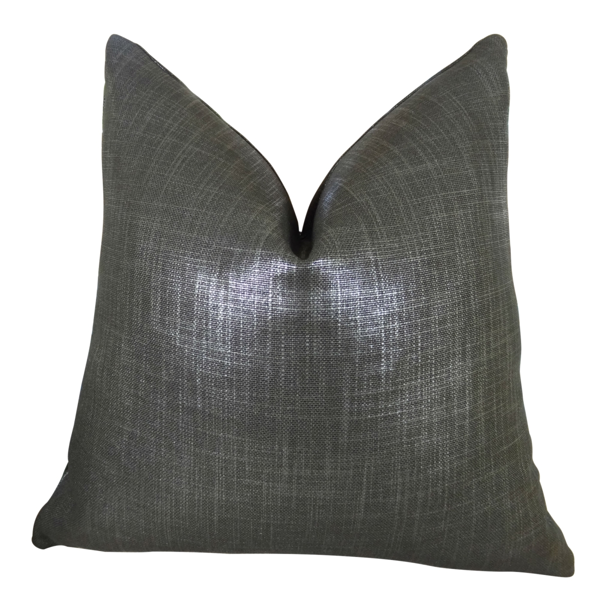 Plutus PB11374-2030-DP 20 x 30 in. Double Sided Queen Size Glazed Linen Indigo Handmade Double Sided Throw Pillow - Metallic Gray
