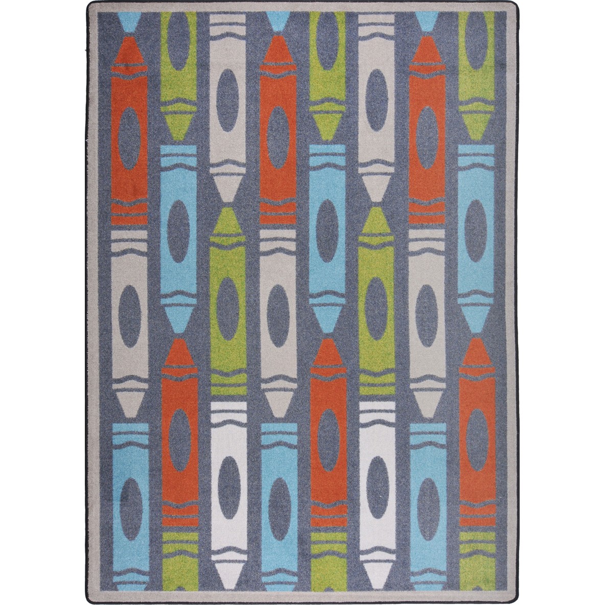 Joy Carpets 1729B-03 3 ft. 10 in. x 5 ft. 4 in. Playful Pattern-Childrens Rectangle Jumbo Crayons Kids Rug  Chalkdust