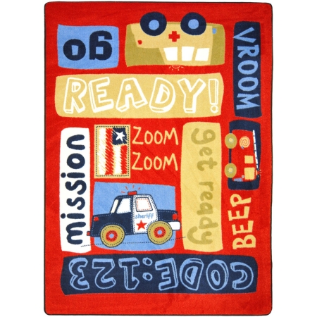 Joy Carpets 1656C Kid Essentials Ready  Set  Go Infants &amp; Toddlers Rectangle Rugs  Multi Color - 5 ft. 4 in. x 7 ft. 8 in.