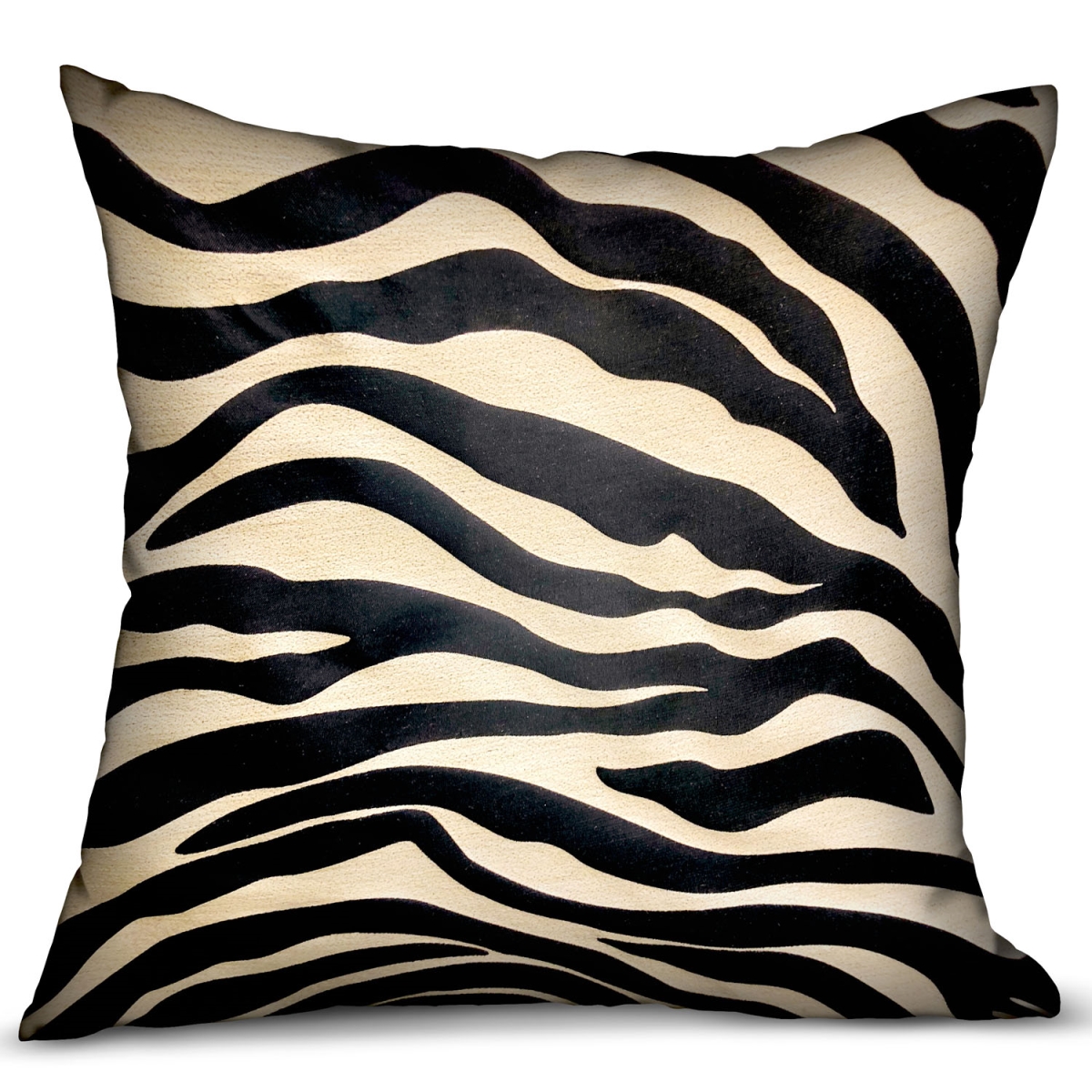 Plutus Brands PBRA2342-1616-DP 16 x 16 in. Black Zebra Animal Motif Luxury Throw Pillow