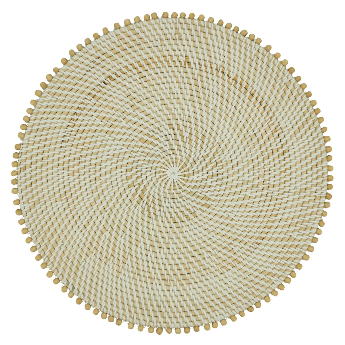 SARO LIFESTYLE 2250.N15R 15 in. Beaded Edge Round Table Placemats&#44; Natural - Set of 4