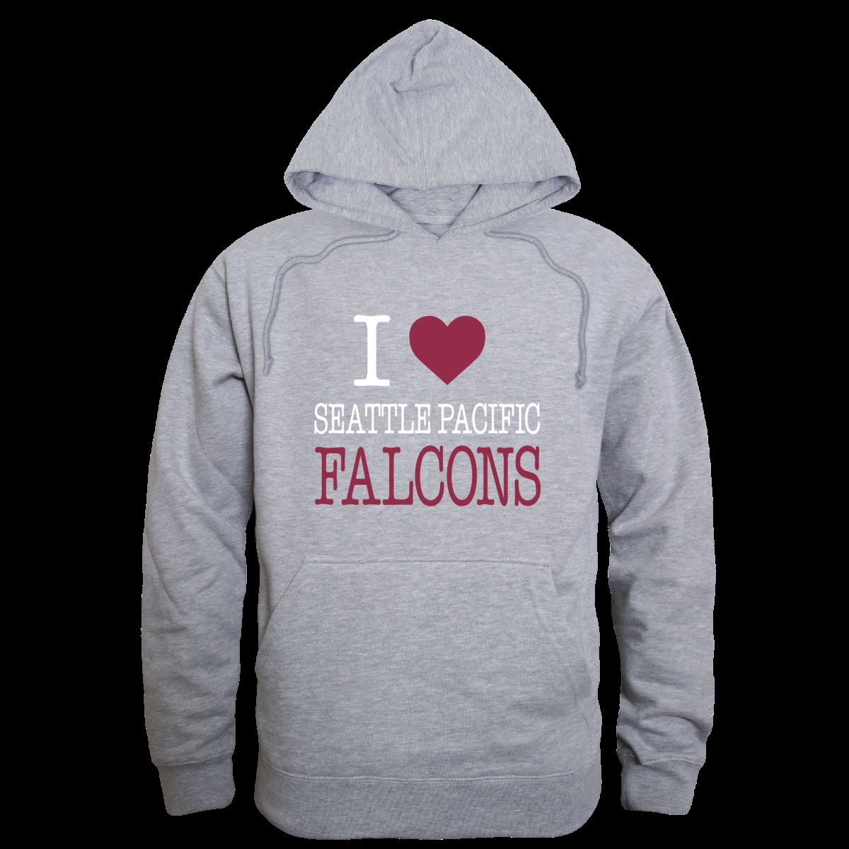 W Republic 553-670-HGY-03 Seattle Pacific University Falcons I Love Hoodie&#44; Heather Grey - Large