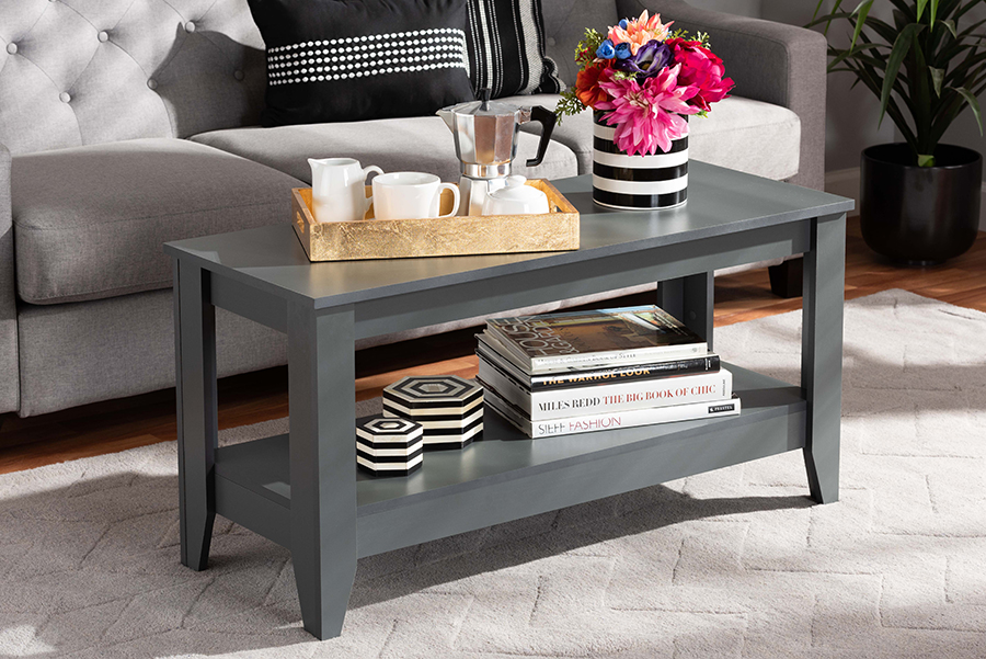 Wholesale Interiors CT8000-Grey-CT Baxton Studio Elada Modern & Contemporary Grey Finished Wood Coffee Table
