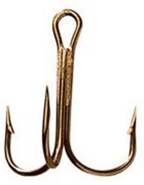 Mustad 3551BR-3 by 0-25 Bronze Ringeye Sport Treble Hooks, Size 3 by 0 - Box of 25