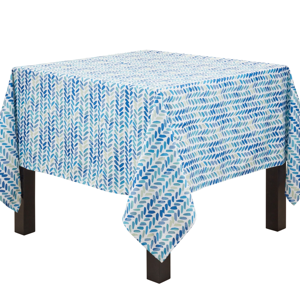 SARO LIFESTYLE 6555.BL70S 70 in. Watercolor Chevron Design Square Tablecloth&#44; Blue