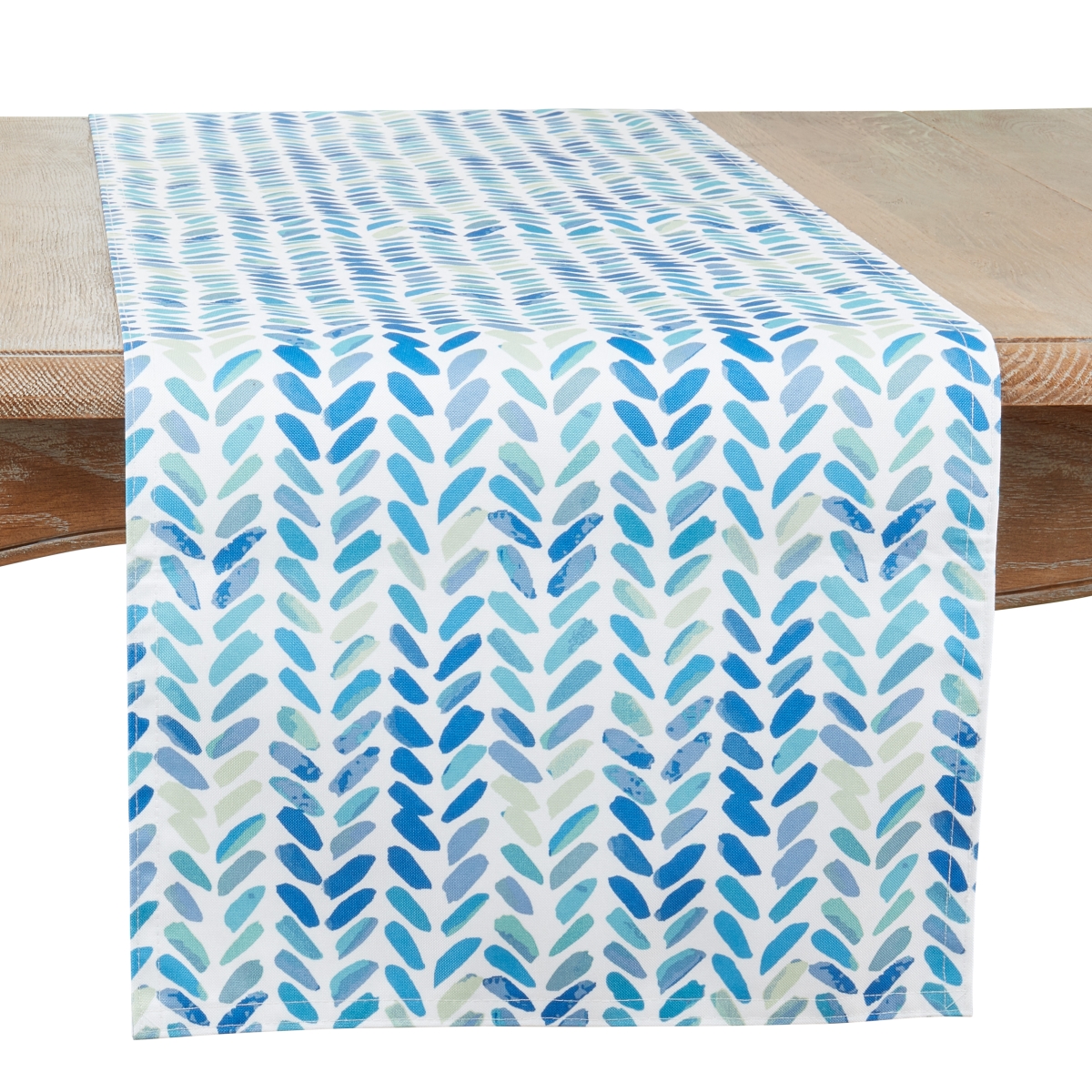 SARO LIFESTYLE 6555.BL16120B 16 x 120 in. Watercolor Chevron Design Oblong Table Runner&#44; Blue