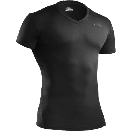 Inner Armour Under Armour 1216010001SM Tactical V-Neck Compression Heatgear Tee&#44; Black - Small