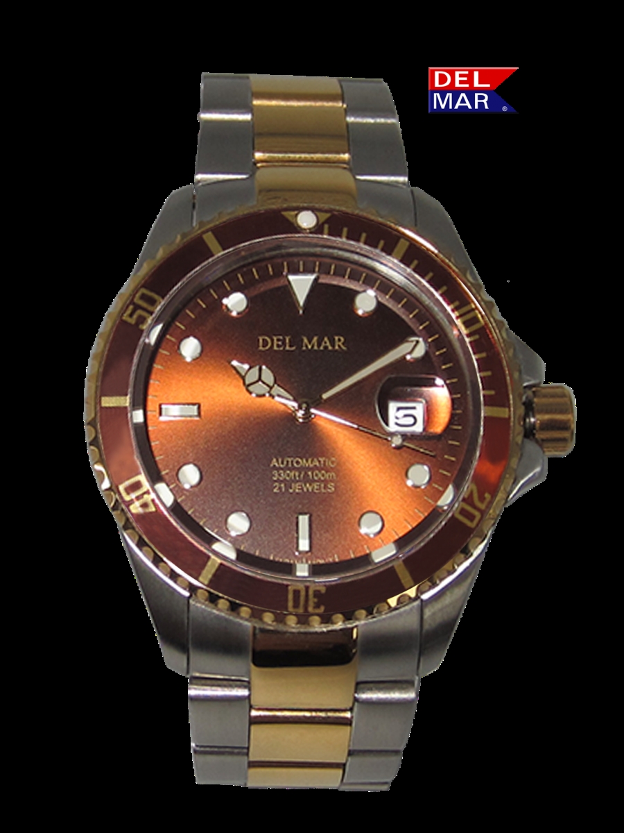 Emtech La Costa Co 50389 Del Mar Men&'s Premier Automatic Watch Bronze Dial Two Tone SS Band 9