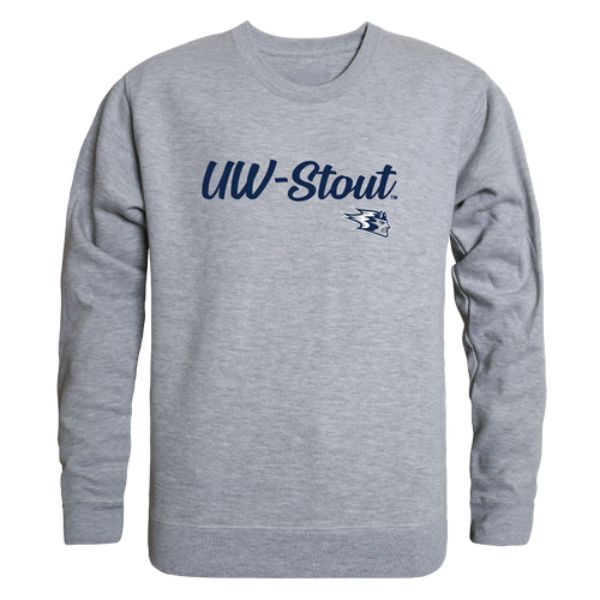 W Republic 556-413-HG2-05 University of Wisconsin Stout Blue Devils Script Crewneck Sweatshirt&#44; Heather Grey - 2XL
