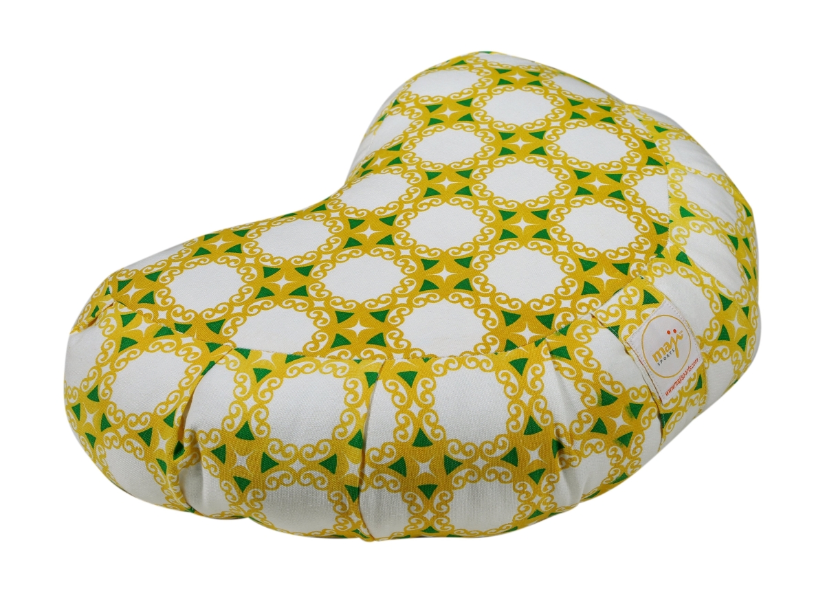 Maji Sports 1350Yellow Green Tile-MAJ Halfmoon Zafu Yoga Meditation Pillow (1350Yellow Green Tile-MAJ) Yellow Green Tile