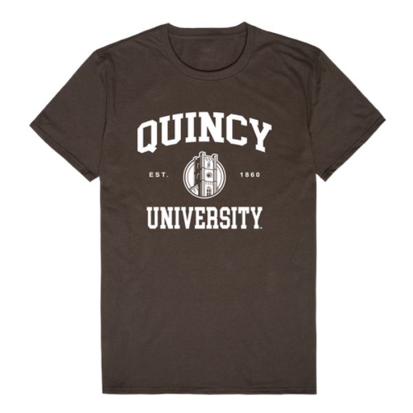W Republic 526-667-BRN-02 Quincy University Hawks Seal College T-Shirt&#44; Brown - Medium