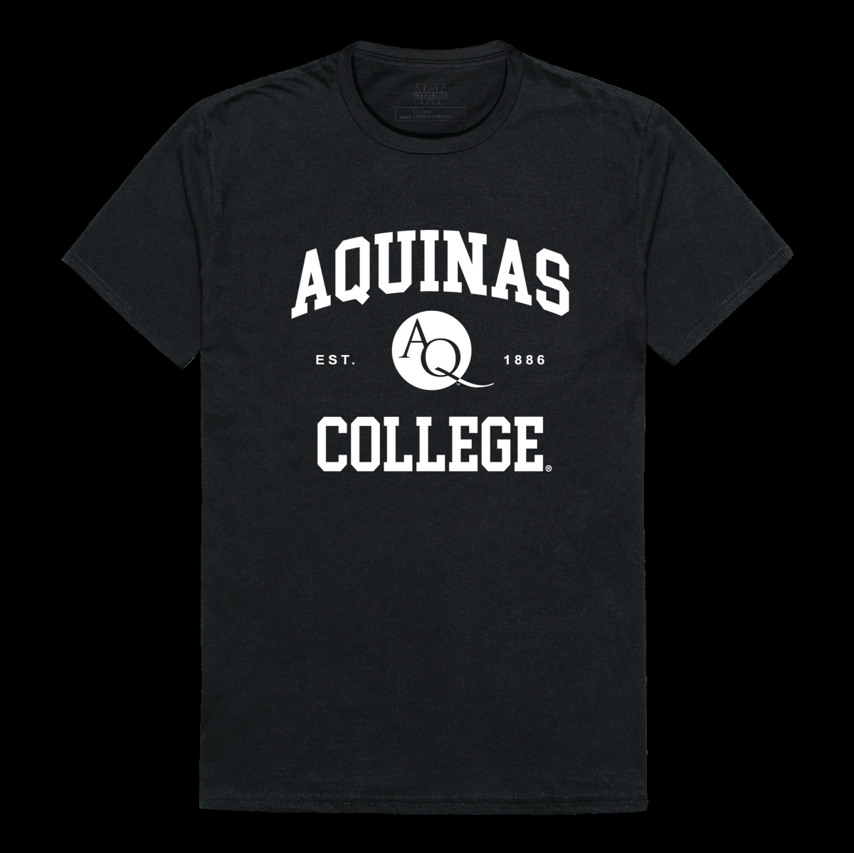 W Republic 526-611-BLK-01 Aquinas College Saints Seal T-Shirt&#44; Black - Small