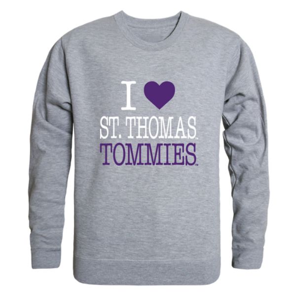 W Republic 552-591-HGY-04 University of St. Thomas Tommies I Love Crewneck Sweatshirt&#44; Heather Grey - Extra Large