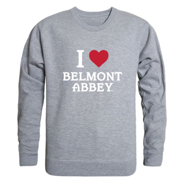 W Republic 552-616-HGY-04 Belmont Abbey College Crusaders I Love Crewneck Sweatshirt&#44; Heather Grey - Extra Large