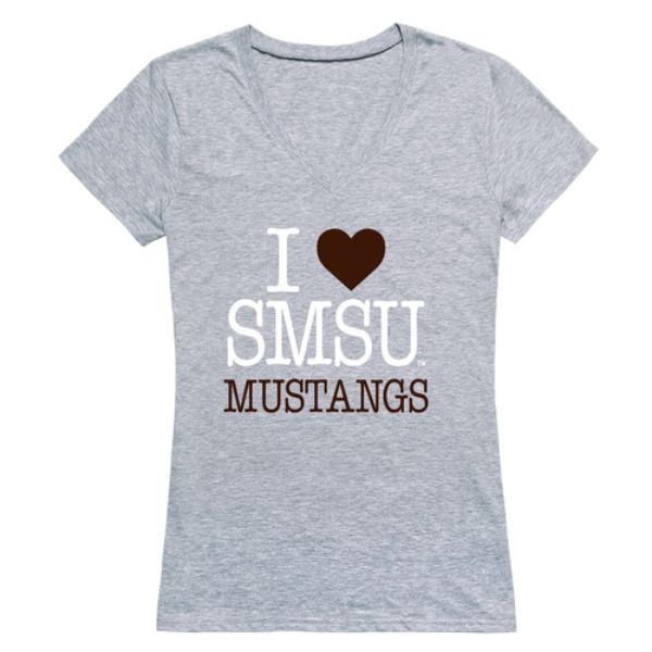 W Republic 550-674-HGY-03 Southwest Minnesota State University Mustangs I Love Women T-Shirt&#44; Heather Grey - Large