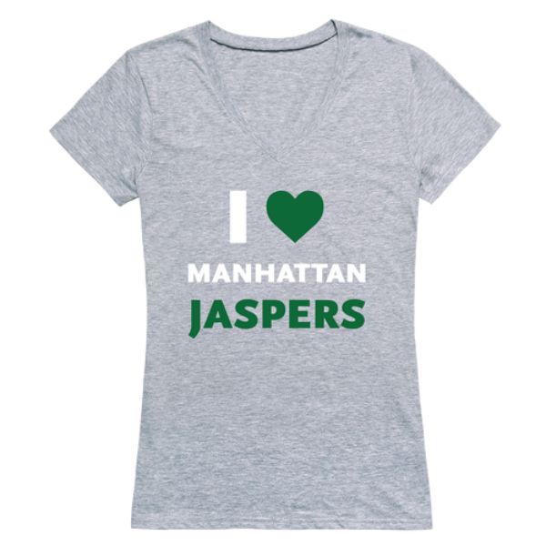W Republic 550-535-HGY-01 Manhattan College Jaspers I Love Women T-Shirt&#44; Heather Grey - Small
