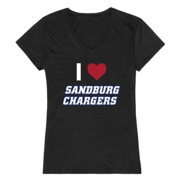 W Republic 550-623-BLK-03 Carl Sandburg College Chargers I Love Women T-Shirt&#44; Black - Large