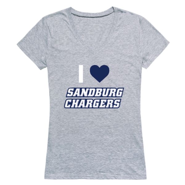W Republic 550-623-HGY-04 Carl Sandburg College Chargers I Love Women T-Shirt&#44; Heather Grey - Extra Large