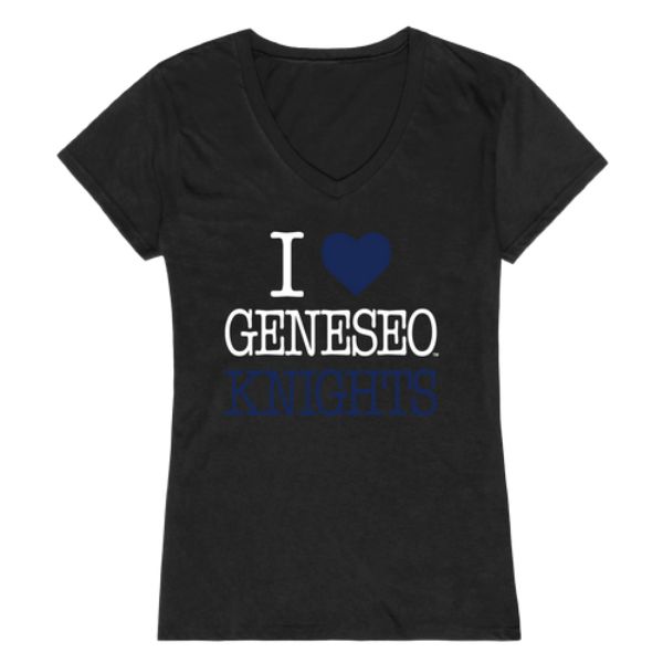 W Republic 550-520-BLK-02 State University of New York at Geneseo Knights I Love Women T-Shirt&#44; Black - Medium