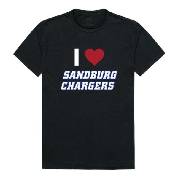 W Republic 551-623-BLK-03 Carl Sandburg College Chargers I Love T-Shirt&#44; Black - Large