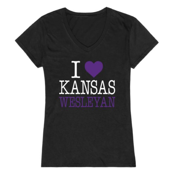 W Republic 550-658-BLK-02 Kansas Wesleyan University Coyotes I Love Women T-Shirt&#44; Black - Medium