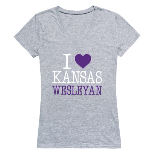 W Republic 550-658-HGY-01 Kansas Wesleyan University Coyotes I Love Women T-Shirt&#44; Heather Grey - Small