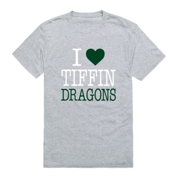 W Republic 551-678-HGY-04 Tiffin University Dragons I Love T-Shirt&#44; Heather Grey - Extra Large