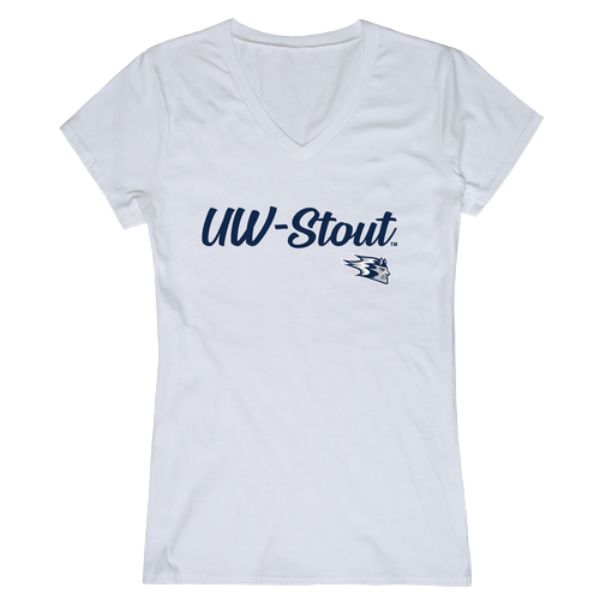 W Republic 555-413-WT2-05 University of Wisconsin Stout Blue Devils Script T-Shirt&#44; White - 2XL